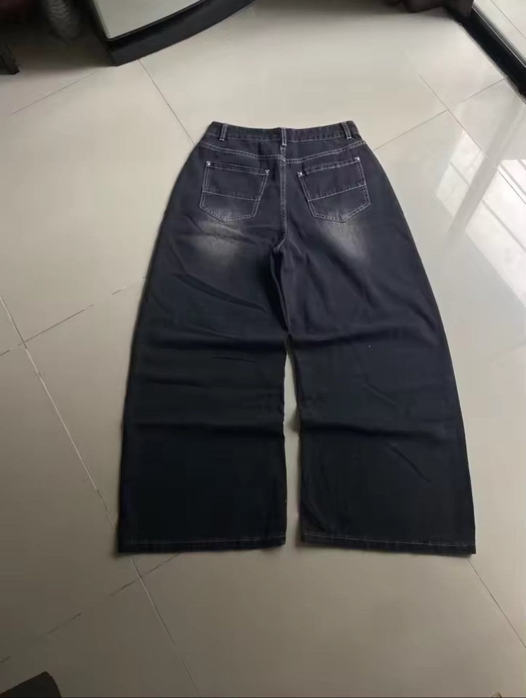 Jaded London Washed Black Baggy Jeans with Heavy Distressing